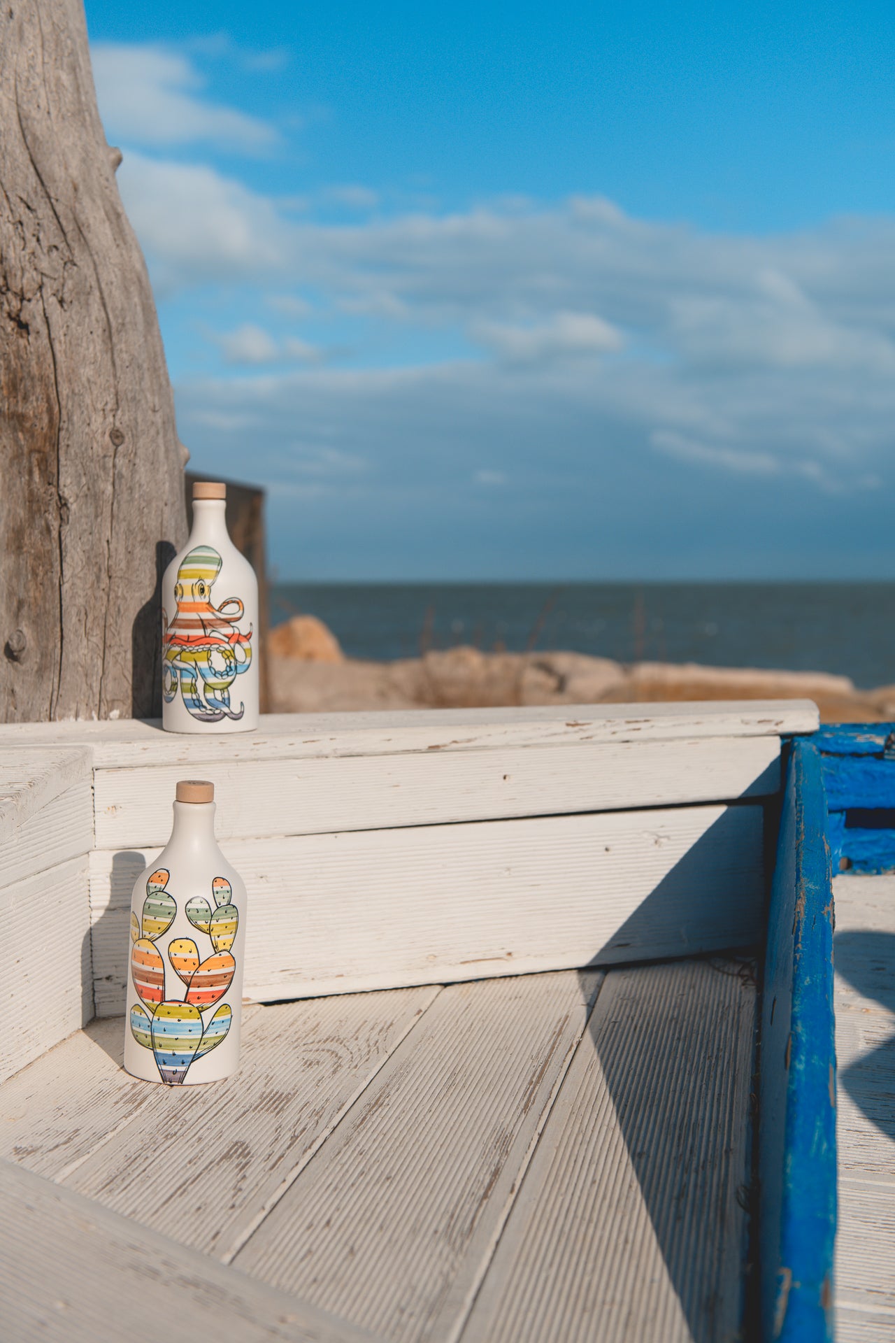 Frantoio Muraglia, Oktopus Pop Art Keramikgefäß mit Nativem Olivenöl Extra, 500ml, mittelfruchtiger Essenz