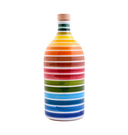 Frantoio Muraglia, Regenbogen-Keramikgefäß mit Nativem Olivenöl Extra 500ml, intensiv fruchtige Essenz